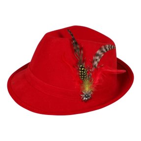 Rød Oktoberfest-hat – klassisk tyrolerhat